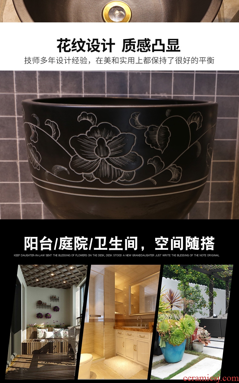 JingYan small retro art mop pool bathroom ceramic mop pool balcony archaize mop bucket to wash the mop pool