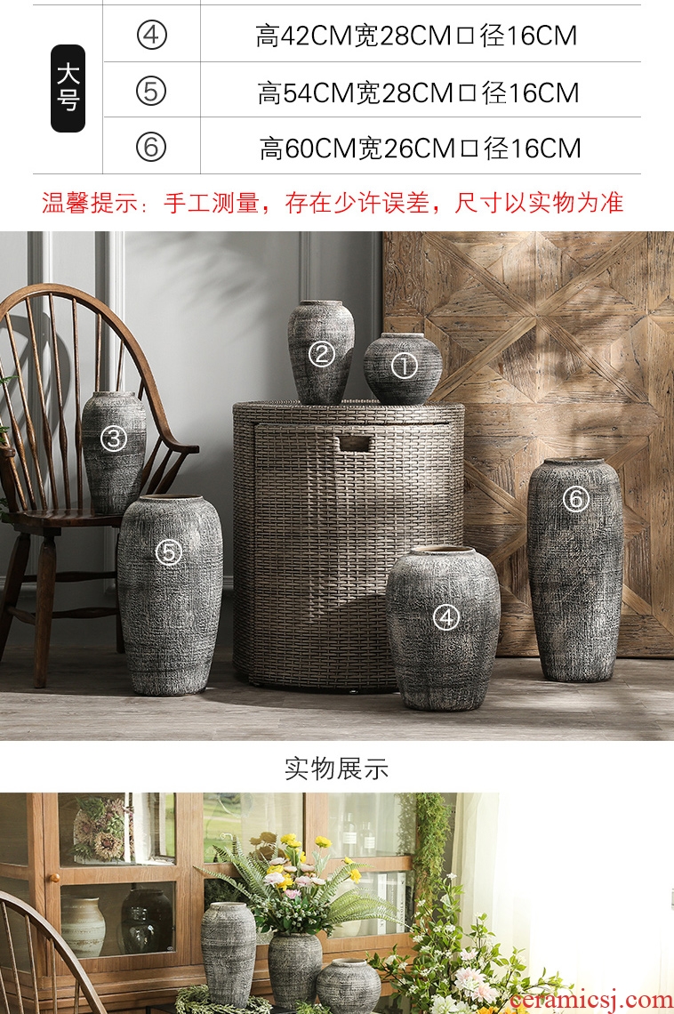 Sitting room ground ceramic vase furnishing articles to restore ancient ways American plug the dried flower implement jingdezhen coarse pottery flowerpot decorations