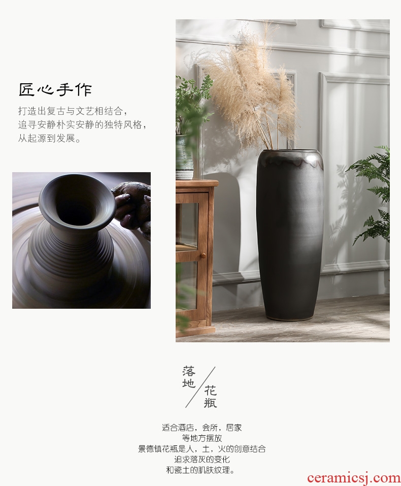 Ceramic vase furnishing articles desktop dried flower arranging flowers hotel large sitting room ground coarse pottery contracted and contemporary adornment