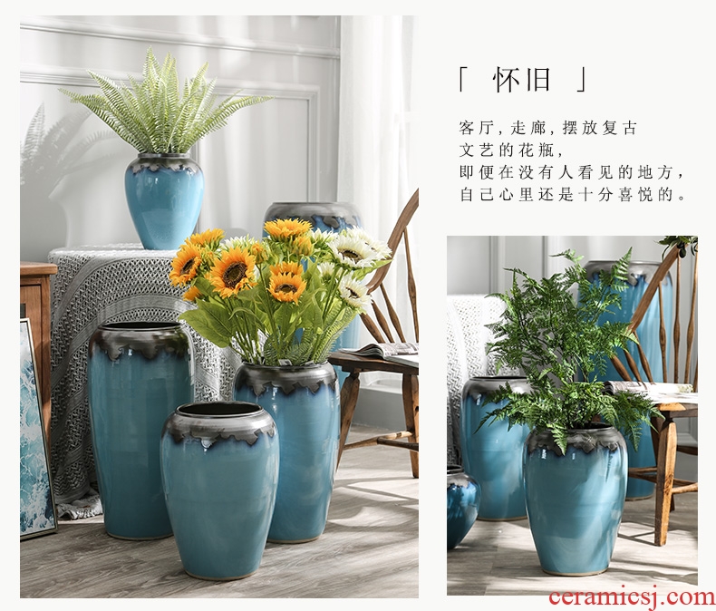 Landing a large ceramic vase furnishing articles contracted and contemporary sitting room dry flower arranging flowers porcelain hotel villa decoration POTS