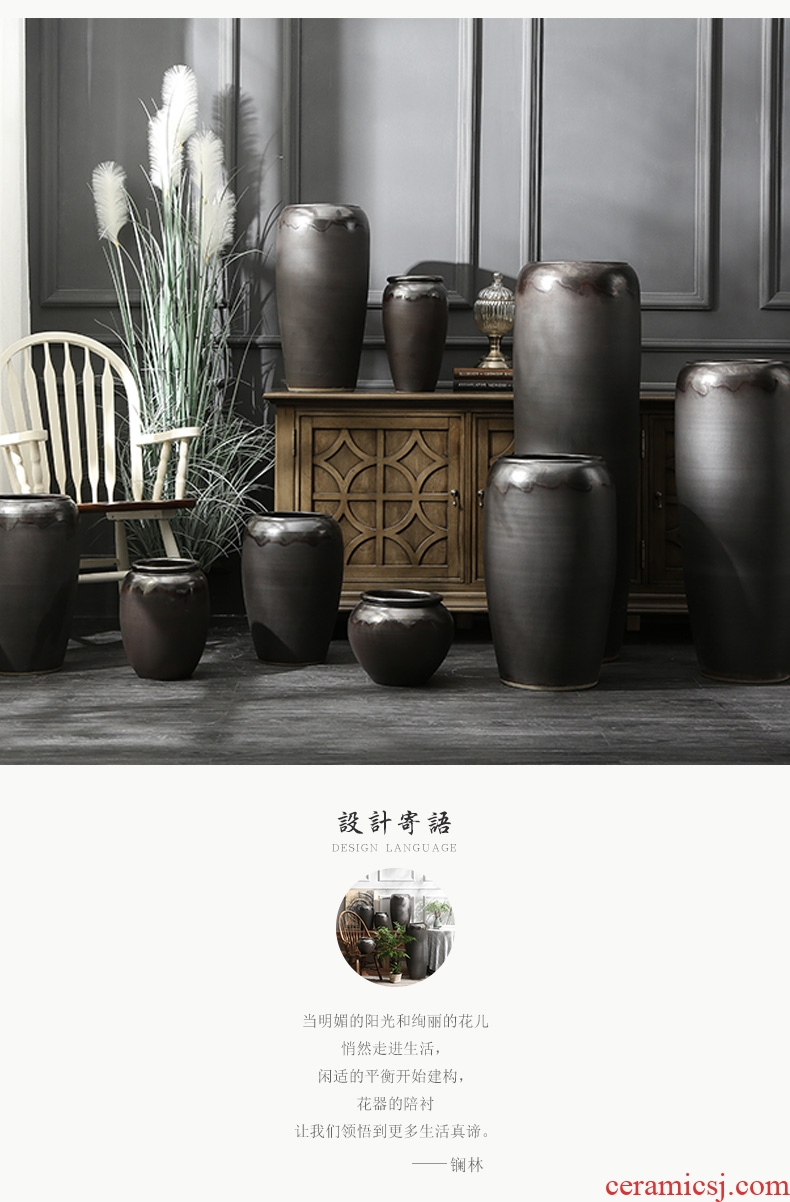 Ceramic vase furnishing articles desktop dried flower arranging flowers hotel large sitting room ground coarse pottery contracted and contemporary adornment