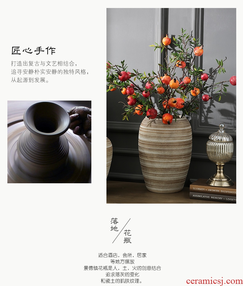 Ground dried flowers large sitting room vase hydroponic flower implement retro rough some ceramic pot home decoration ceramic furnishing articles
