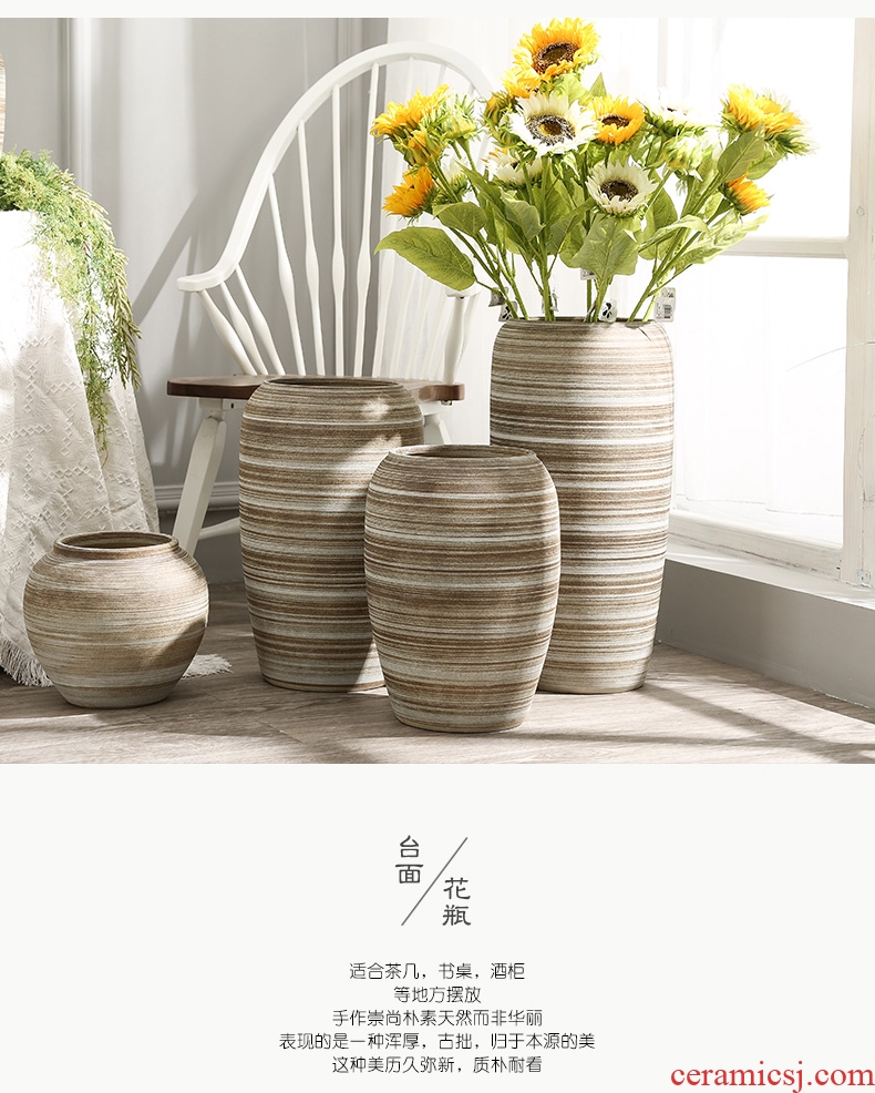 Ground dried flowers large sitting room vase hydroponic flower implement retro rough some ceramic pot home decoration ceramic furnishing articles