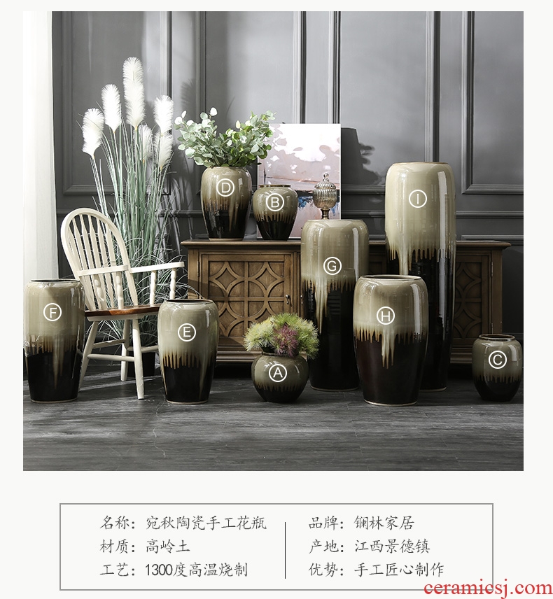 Ceramic vase large fleshy hydroponic pot sitting room hotel villa landing place Chinese flower arranging flowers, flower pot