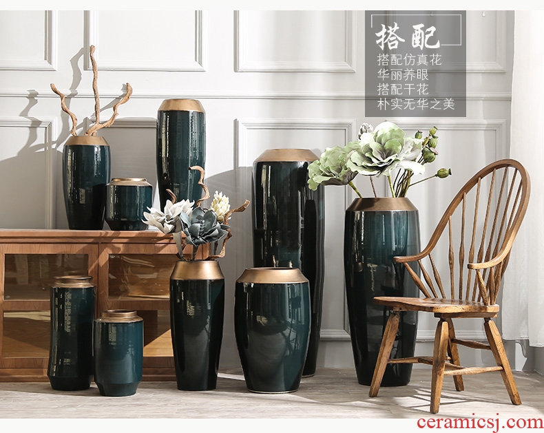 Large modern ceramic vase simulation flower flower arranging flower implement a sitting room be born furnishing articles suit hydroponic flower pot American