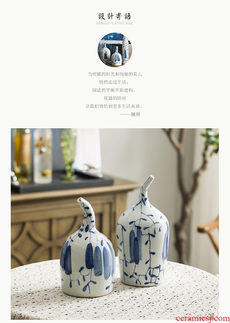 Ceramic vase furnishing articles sitting room furniture put dry flower contracted and contemporary art decorative flower implement wind blue and white porcelain arts and crafts