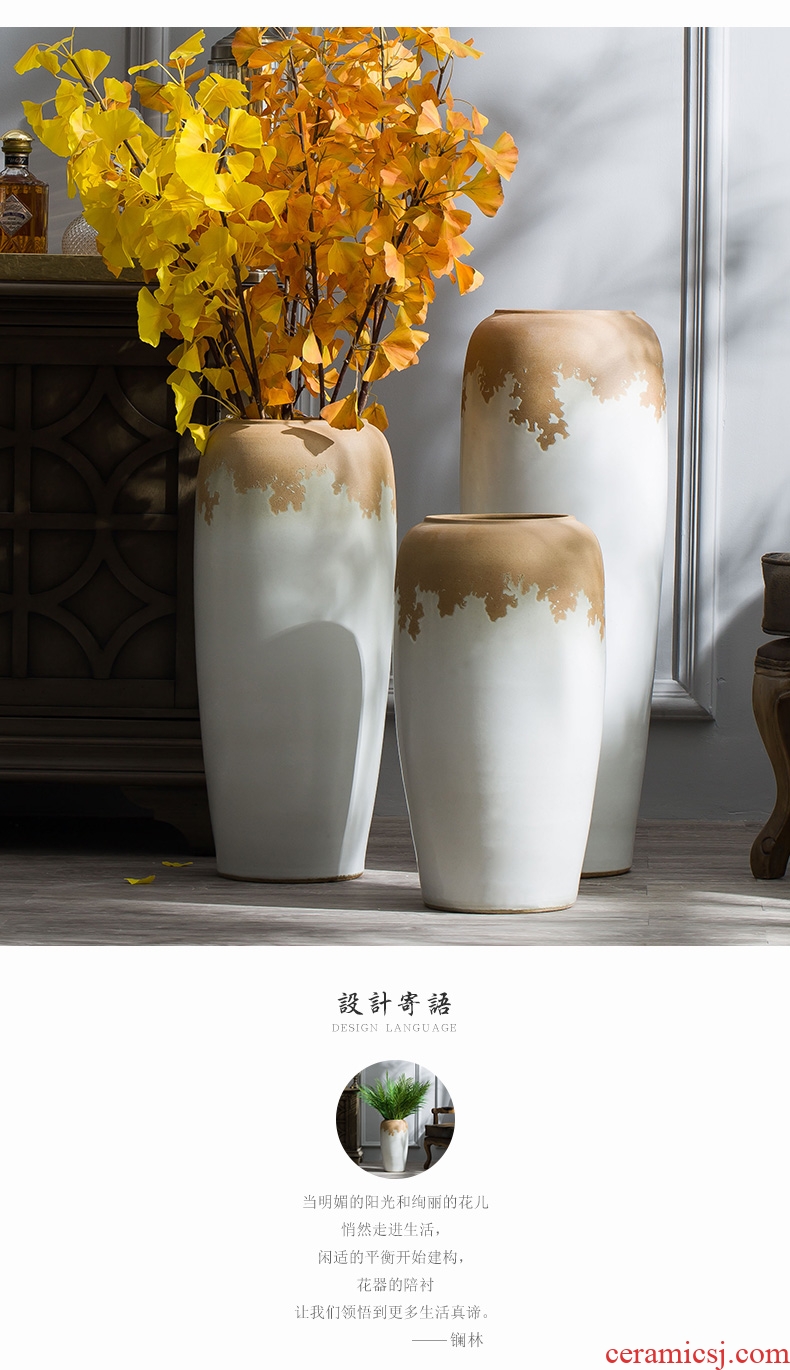 Contemporary and contracted floor vase large sitting room flower arranging flower implement American hydroponic pot home decoration ceramic furnishing articles