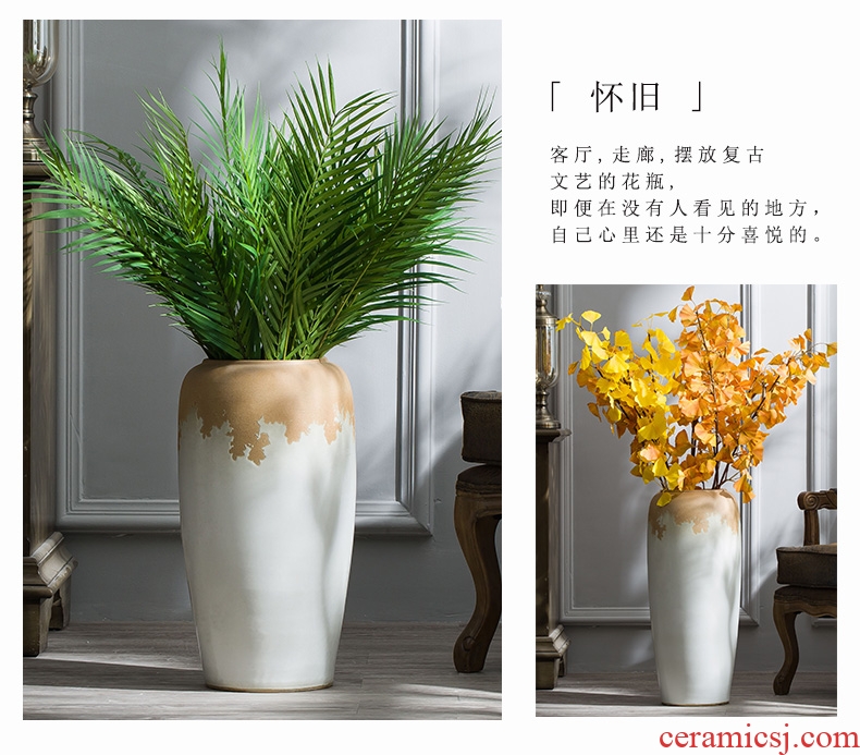 Contemporary and contracted floor vase large sitting room flower arranging flower implement American hydroponic pot home decoration ceramic furnishing articles