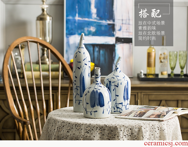 Ceramic vase furnishing articles sitting room furniture put dry flower contracted and contemporary art decorative flower implement wind blue and white porcelain arts and crafts