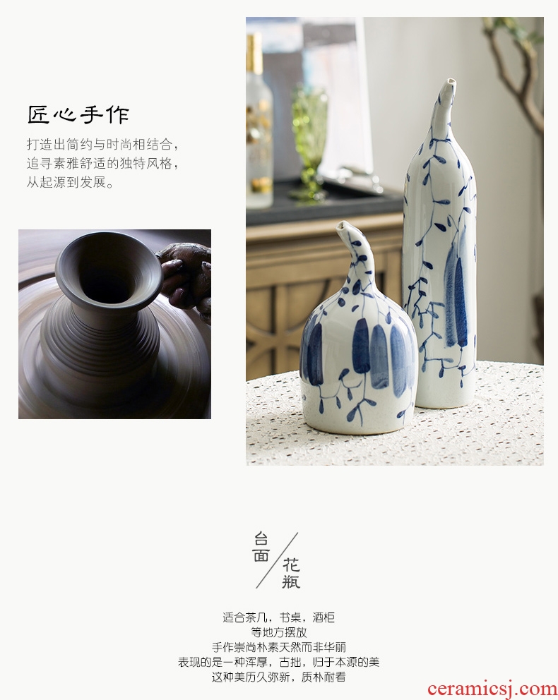 Ceramic vase furnishing articles sitting room furniture put dry flower contracted and contemporary art decorative flower implement wind blue and white porcelain arts and crafts