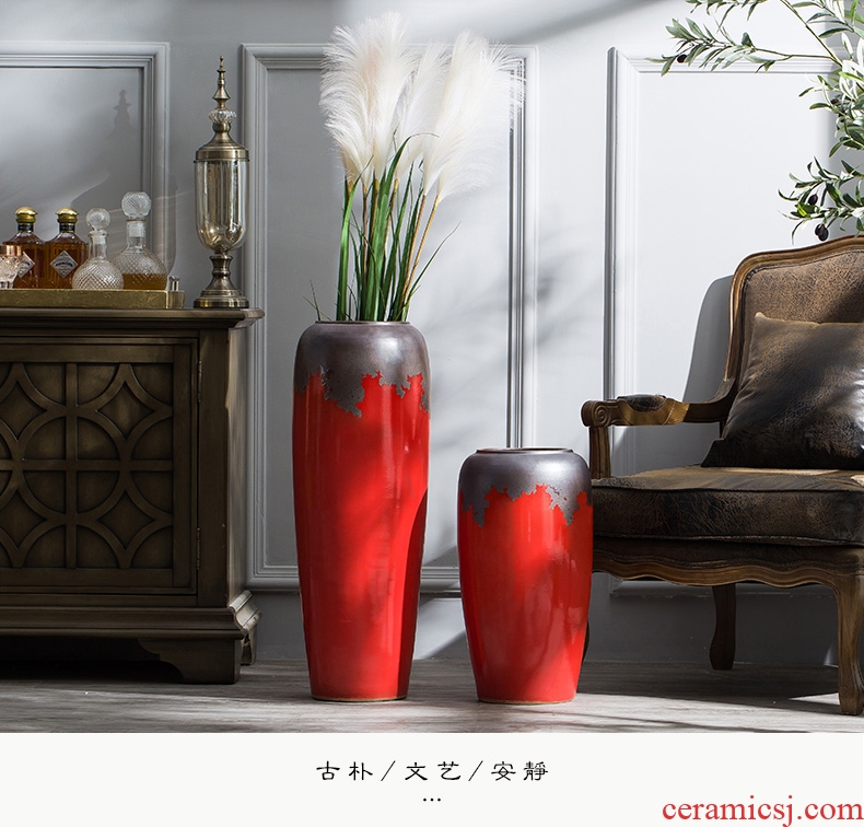 Jingdezhen ceramic furnishing articles of large Chinese style Chinese red porcelain vase sitting room porch flower arranging dried flower decorations