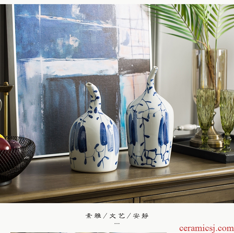 Ceramic vase furnishing articles sitting room furniture put dry flower contracted and contemporary art decorative flower implement wind blue and white porcelain arts and crafts