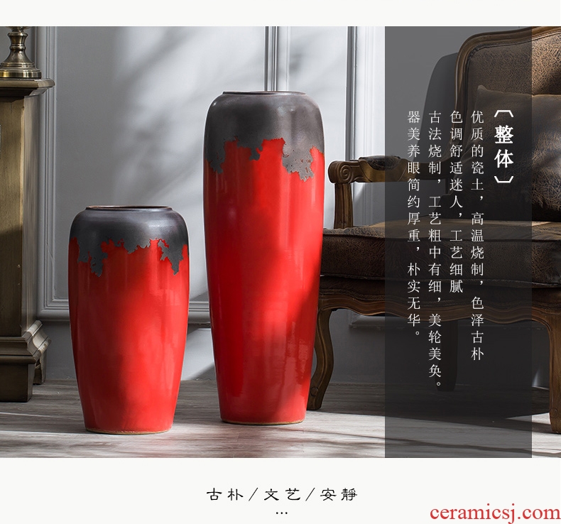 Jingdezhen ceramic furnishing articles of large Chinese style Chinese red porcelain vase sitting room porch flower arranging dried flower decorations