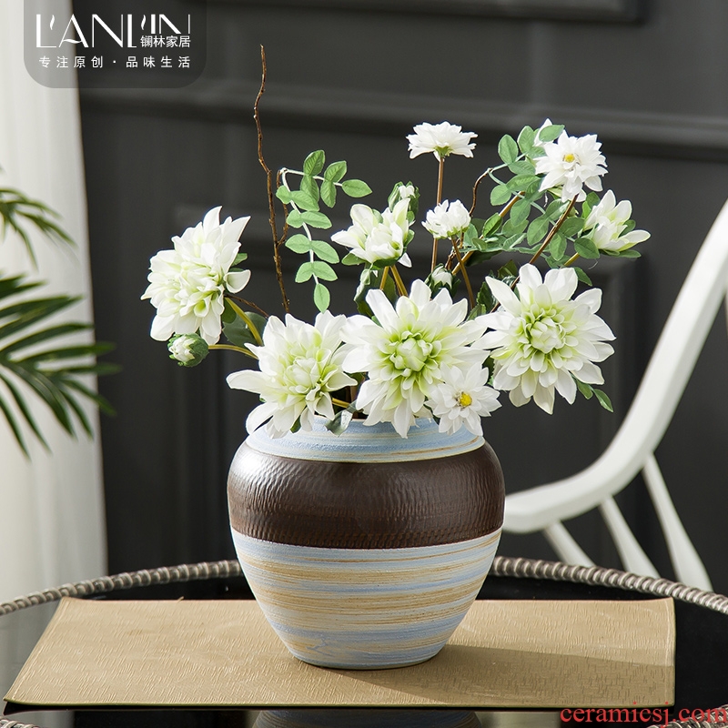 Contemporary and contracted land sitting room creative flower arranging furnishing articles home decoration ceramic dry flower vase floral arrangements