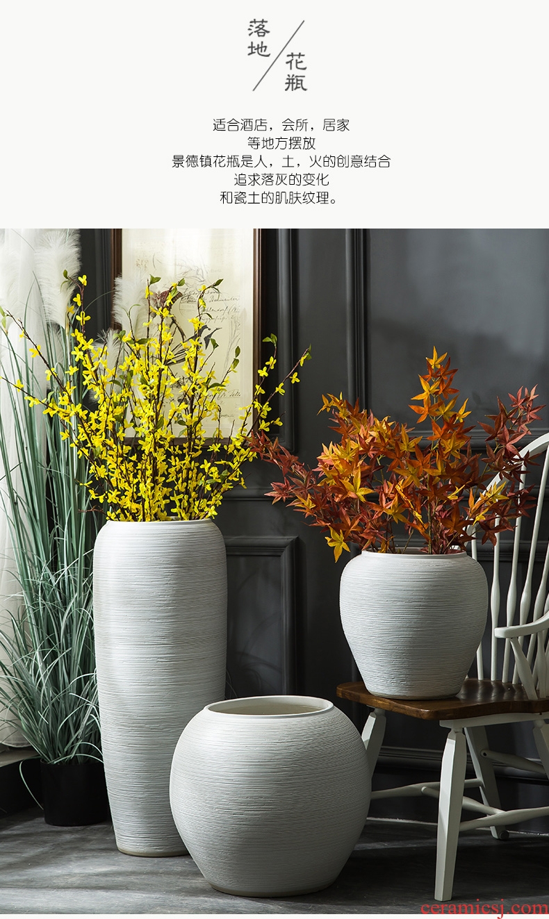 Jingdezhen ceramic large vases, flower arrangement sitting room place contemporary and contracted white handmade pottery landing big flower pot