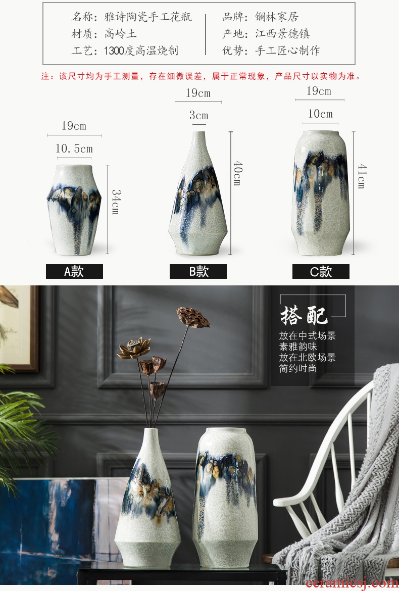 Vase furnishing articles creative living room table contracted style home decoration ceramic flower arranging dried flowers be born floret