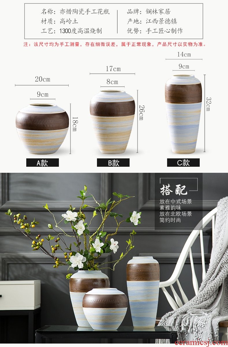 Contemporary and contracted land sitting room creative flower arranging furnishing articles home decoration ceramic dry flower vase floral arrangements