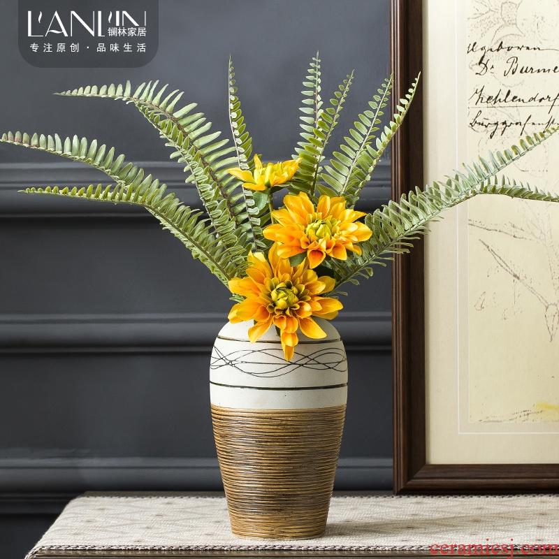Ceramic vase planting restoring ancient ways is dried flowers sitting room adornment art home furnishing articles American coarse pottery flower arranging contemporary and contracted