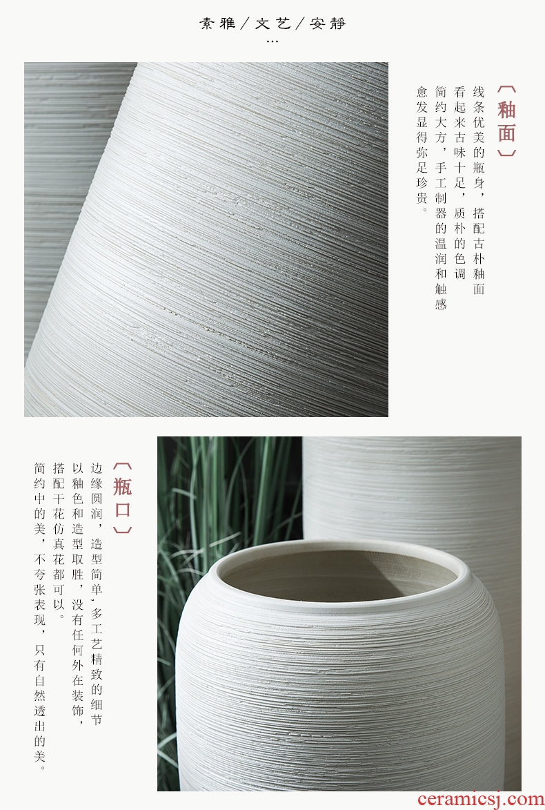 Jingdezhen ceramic large vases, flower arrangement sitting room place contemporary and contracted white handmade pottery landing big flower pot