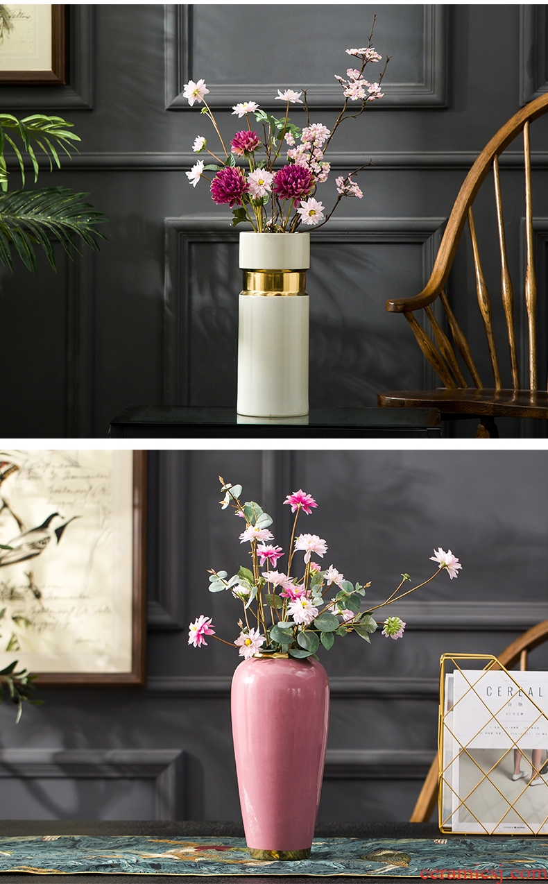 Nordic home decoration vase furnishing articles simulation flower silk flowers contracted sitting room table flower arranging dried flower ceramic decoration
