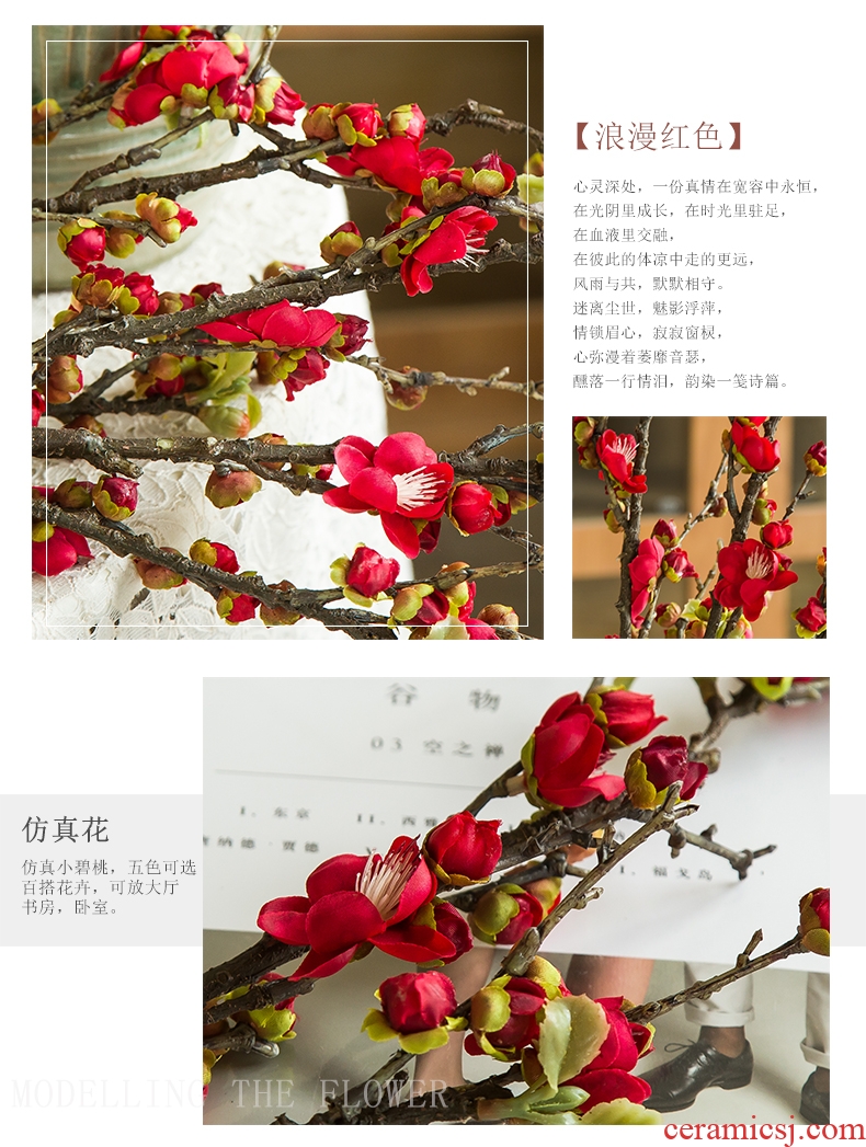 Simulation flowers false false branches of the little sitting room of prunus persica decoration flower art flower arranging dried flowers home decoration ceramic furnishing articles