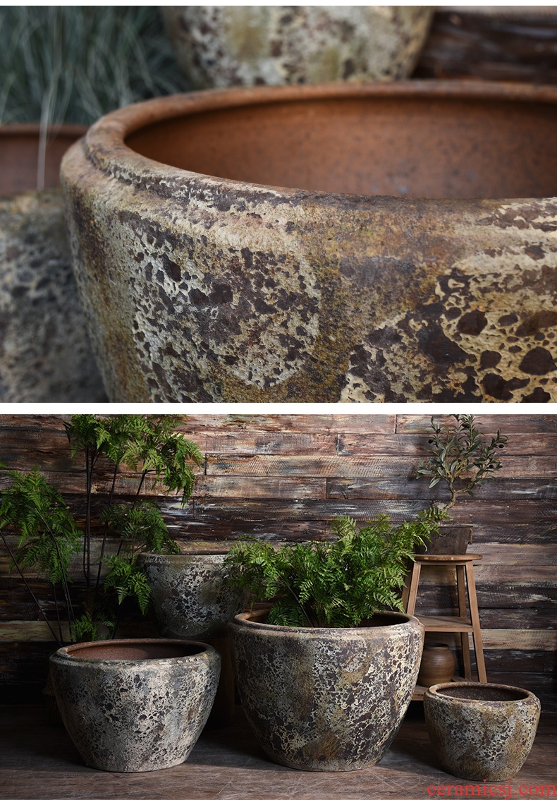 Ceramic antique VAT coarse pottery oversized lotus hand round the altar tank flowerpot landing place courtyard garden