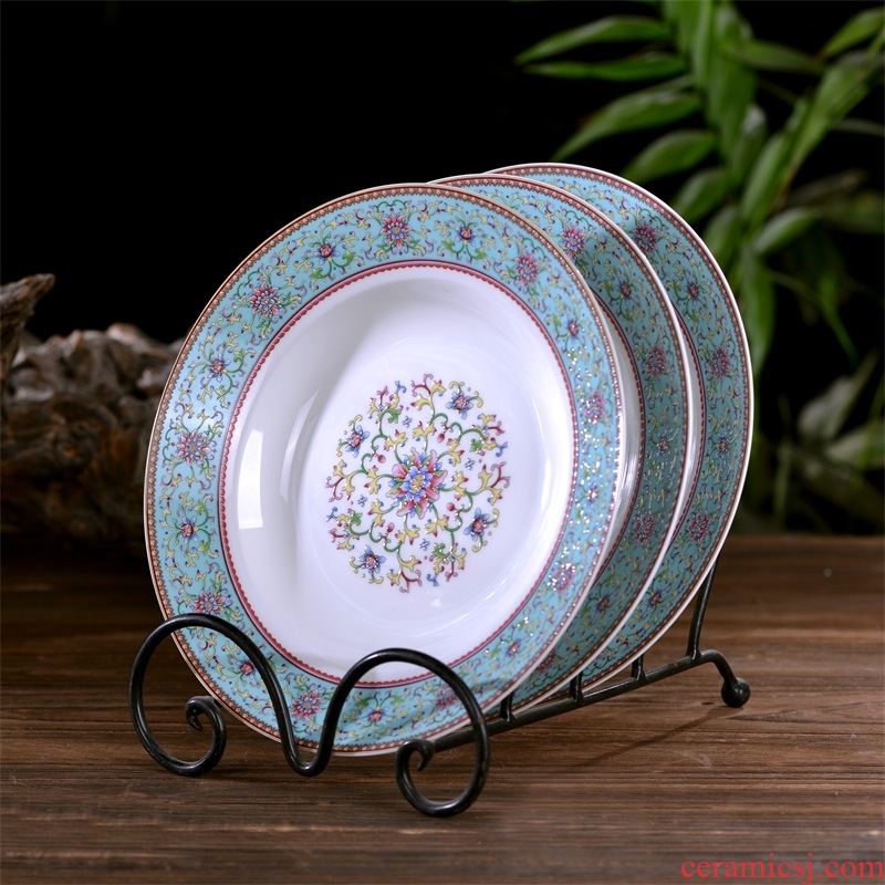 Jingdezhen 8 inches archaize ceramic creative new Chinese style household deep dish FanPan nest dish dish long-lived plate
