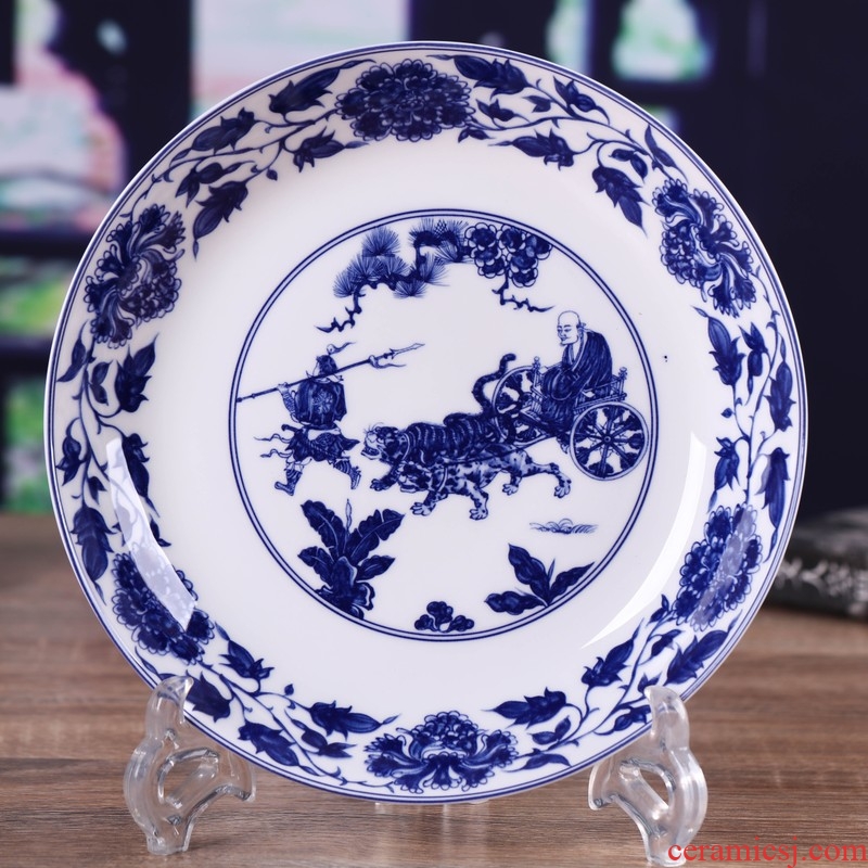 Jingdezhen blue and white porcelain glair soup plate 8 inch ceramic plate bone plate deep dish used dishes