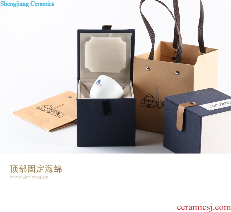 TaoXiChuan jingdezhen elegant packing single cup JinHe master sample tea cup masters cup simple gift bag