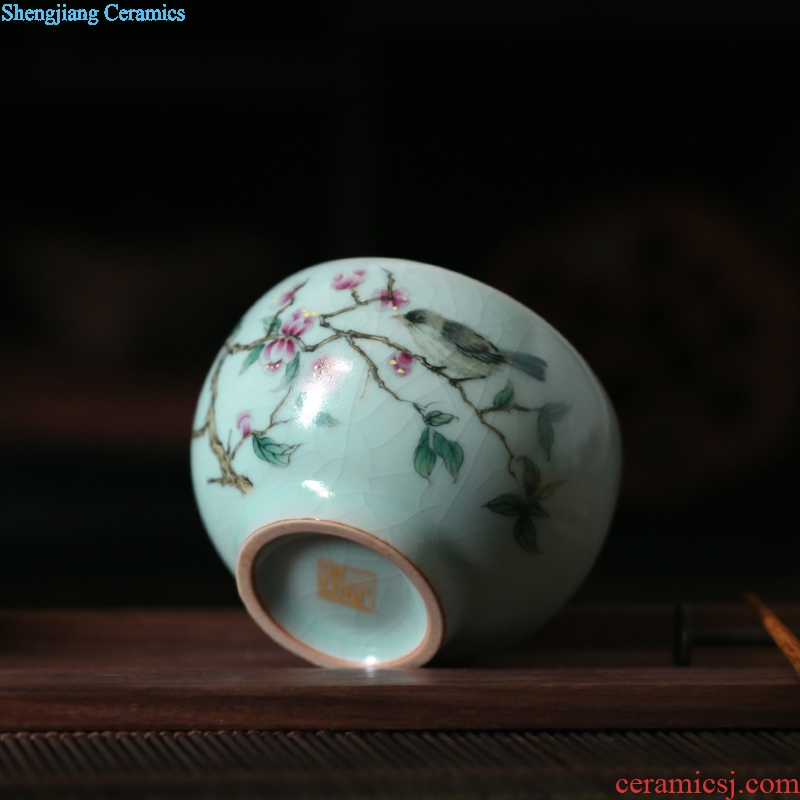 TaoXiChuan jingdezhen ru kiln owners one cup of pure manual open piece of hand-painted teacup personal single cup for her personality customization