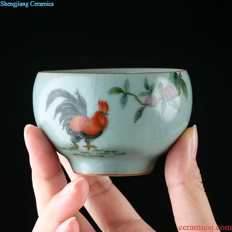 TaoXiChuan jingdezhen ru kiln owners one cup of pure manual open piece of hand-painted teacup personal single cup for her personality customization