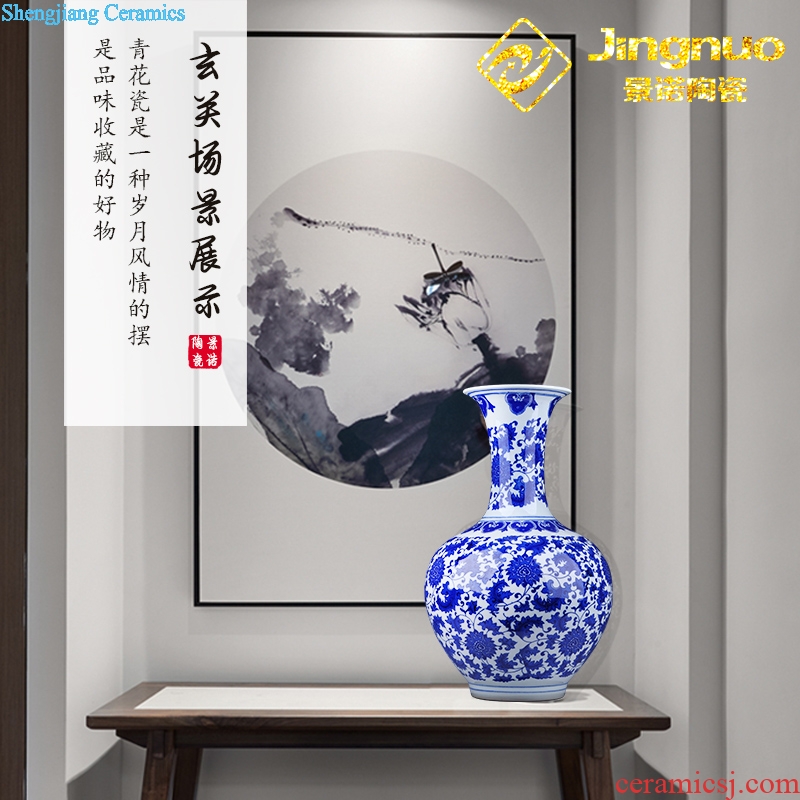 Jingdezhen blue and white big vase archaize ceramic craft new Chinese style furnishing articles home sitting room adornment