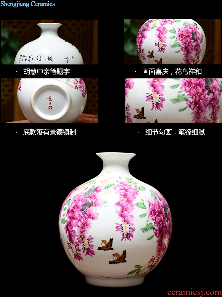 Jingdezhen ceramics vase hand-painted ceramic powder enamel celebrity celestial bottle vase modern fashionable sitting room furnishing articles