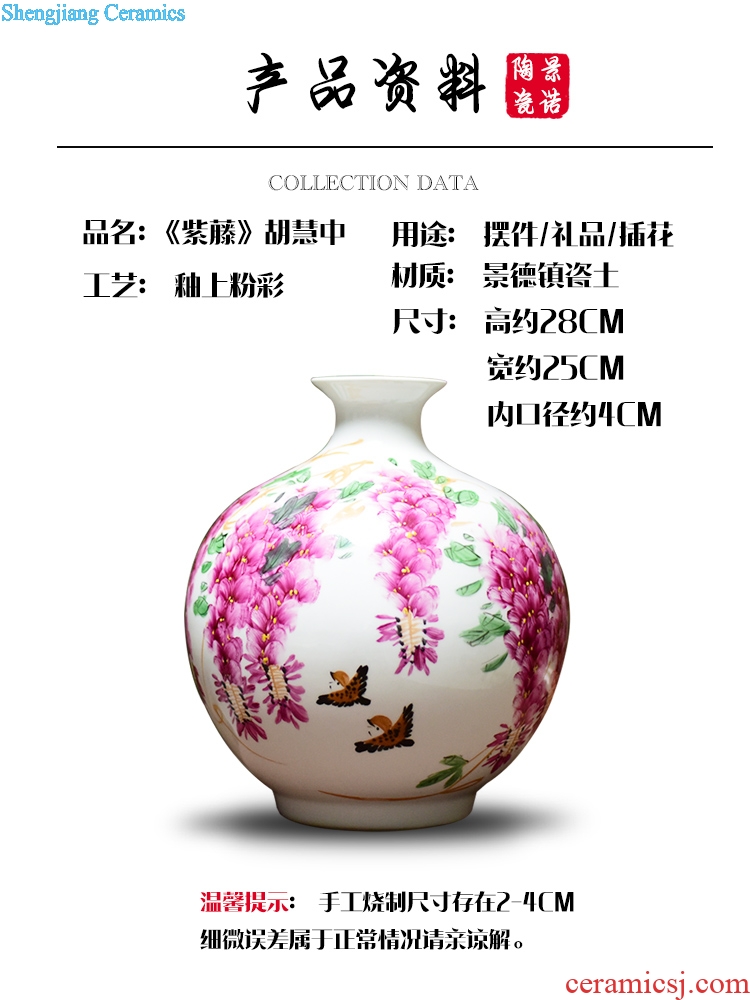 Jingdezhen ceramics vase hand-painted ceramic powder enamel celebrity celestial bottle vase modern fashionable sitting room furnishing articles