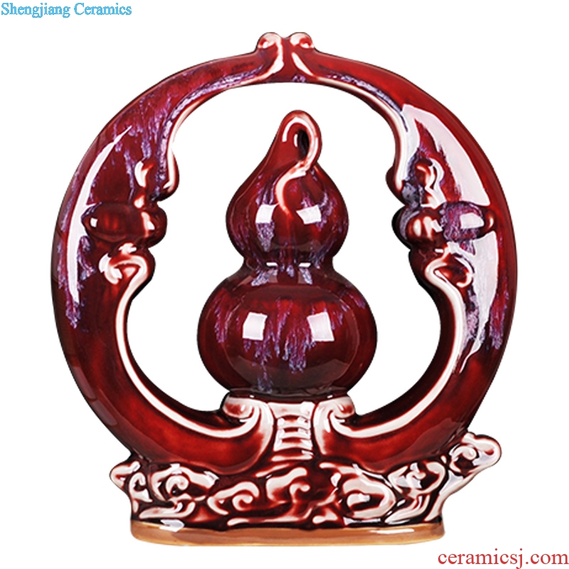 Archaize of jun porcelain of jingdezhen ceramics glaze gourd red home decoration antique porch decoration handicraft furnishing articles