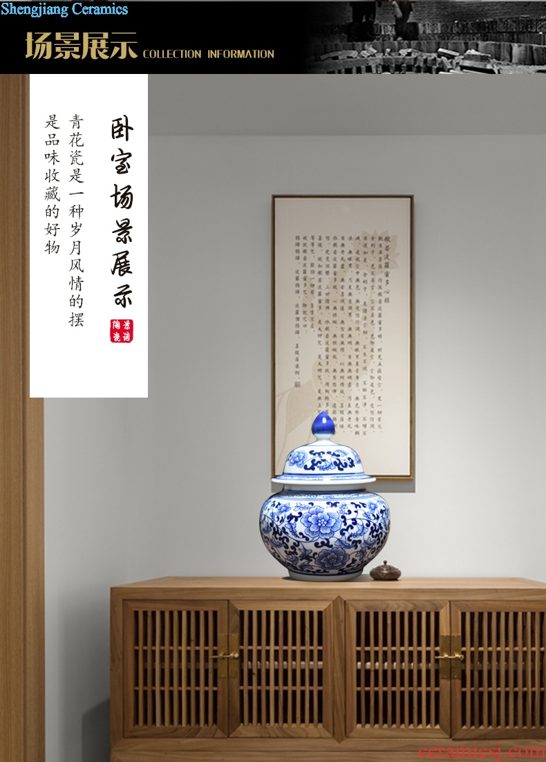 Jingdezhen ceramics vase general antique blue and white porcelain jar storage tank contemporary household adornment furnishing articles process