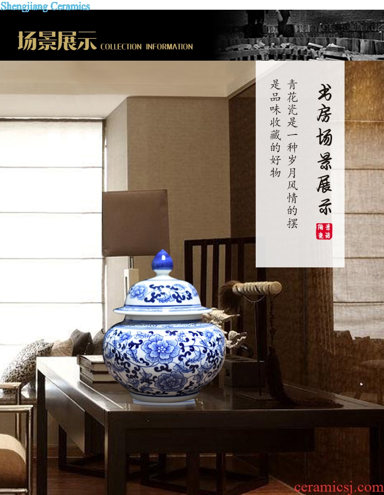 Jingdezhen ceramics vase general antique blue and white porcelain jar storage tank contemporary household adornment furnishing articles process