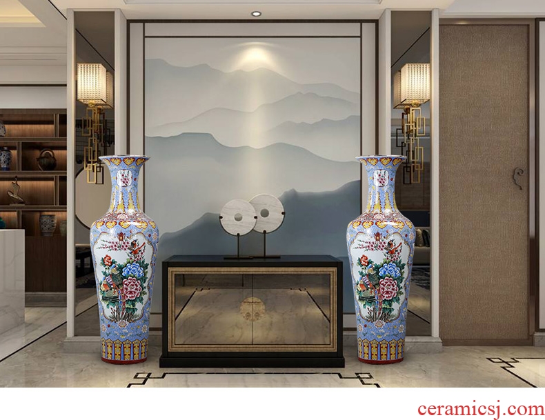 Jingdezhen ceramics hand-painted large vases, new Chinese style opened housewarming gift flower arrangement sitting room adornment is placed