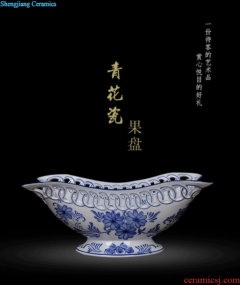 Scene, hand-painted porcelain jingdezhen ceramics hollow-out large fruit bowl sitting room of Chinese style household act the role ofing is tasted furnishing articles