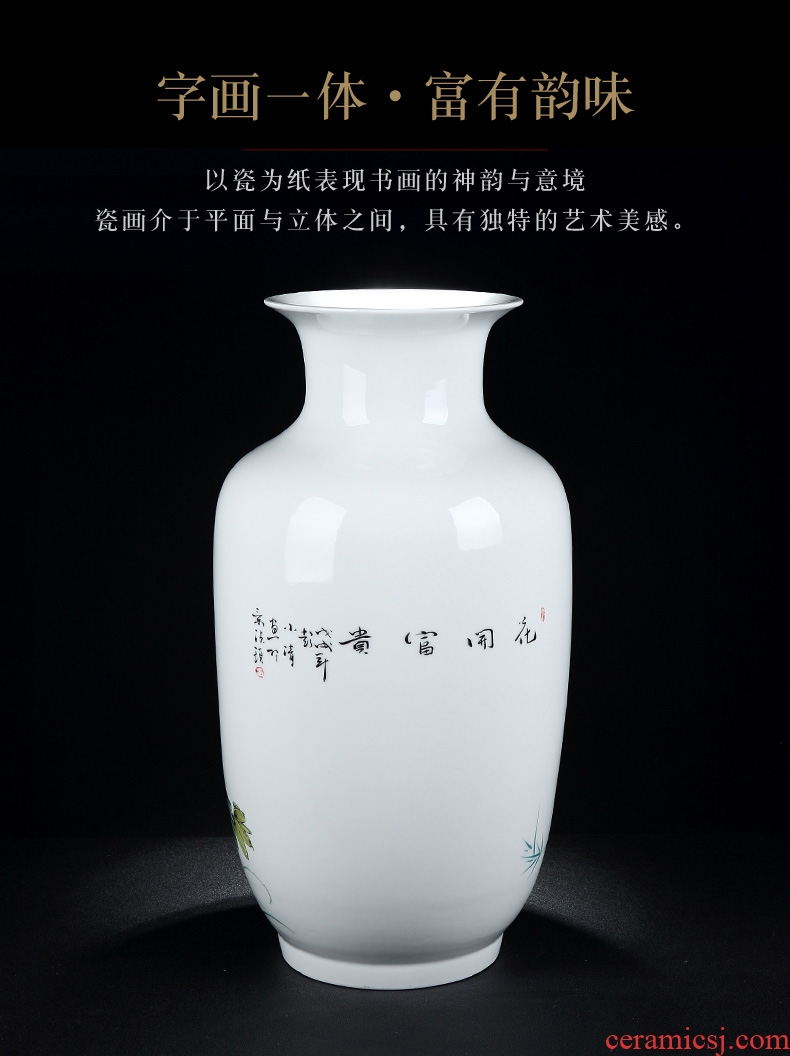 Jingdezhen ceramic powder enamel vase peony hand-painted Chinese sitting room porch rich ancient frame TV ark adornment furnishing articles