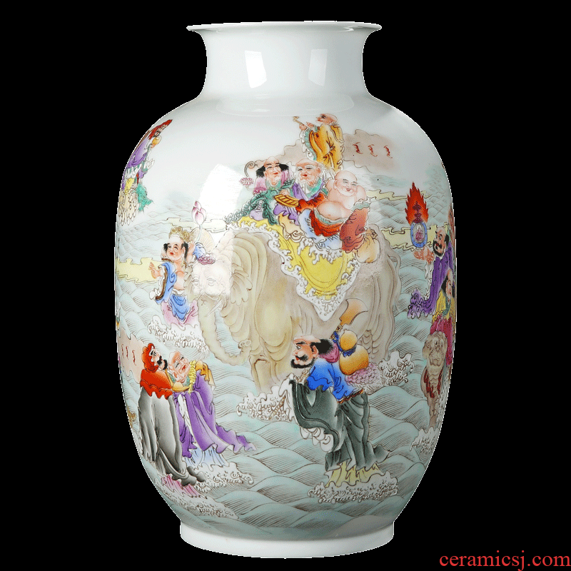 Jingdezhen ceramics furnishing articles antique hand-painted 18 arhats vase sitting room decoration as rich ancient frame handicraft