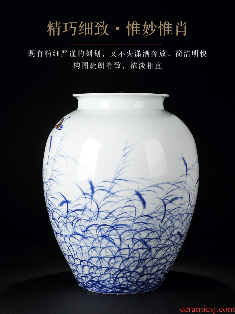 Hand-sketching jingdezhen blue and white porcelain vases, new Chinese style ceramic furnishing articles sitting room porch flower arranging porcelain home decoration