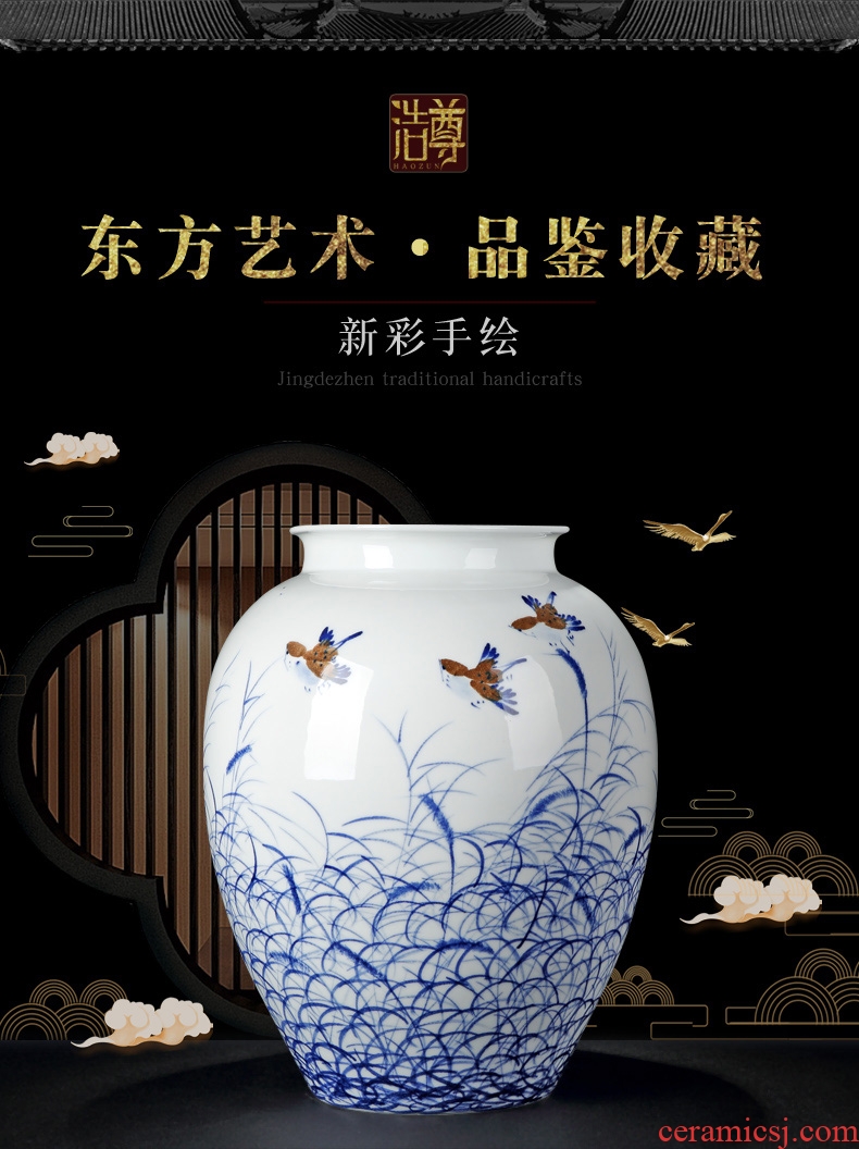 Hand-sketching jingdezhen blue and white porcelain vases, new Chinese style ceramic furnishing articles sitting room porch flower arranging porcelain home decoration