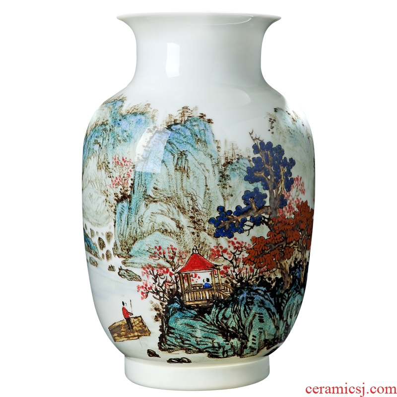 Jingdezhen thin foetus ceramic hand-painted scenery vases, antique Chinese style furnishing articles rich ancient frame sitting room decoration
