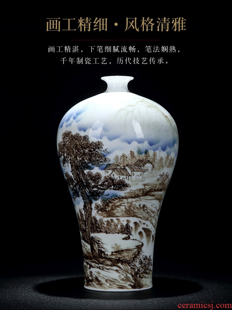 Master of jingdezhen ceramic vase hand-painted scenery mei bottles of contemporary sitting room new Chinese style decoration crafts are arranging flowers