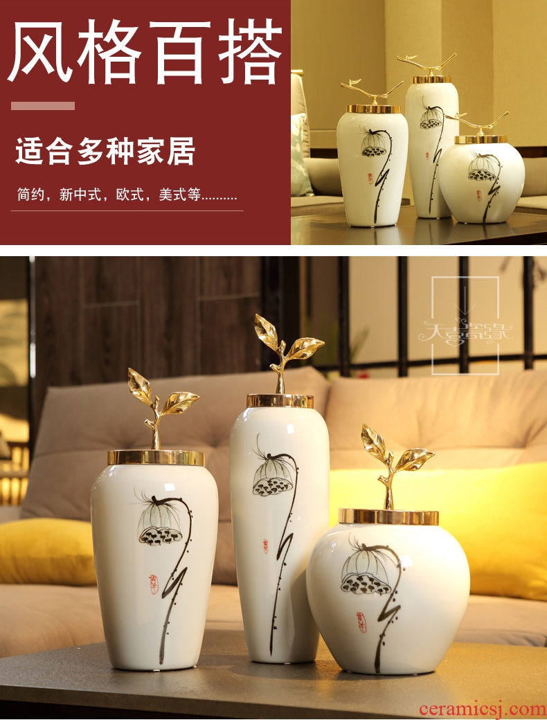 Contemporary and contracted creative ceramic vase furnishing articles living room TV cabinet table flower arranging small pure and fresh and home decoration