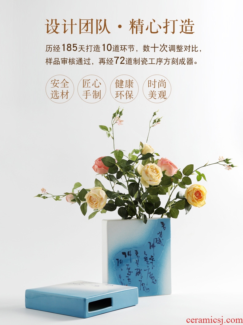 Modern new Chinese style ceramic zen flower arranging device home wine soft adornment handicraft furnishing articles creative living room hotel