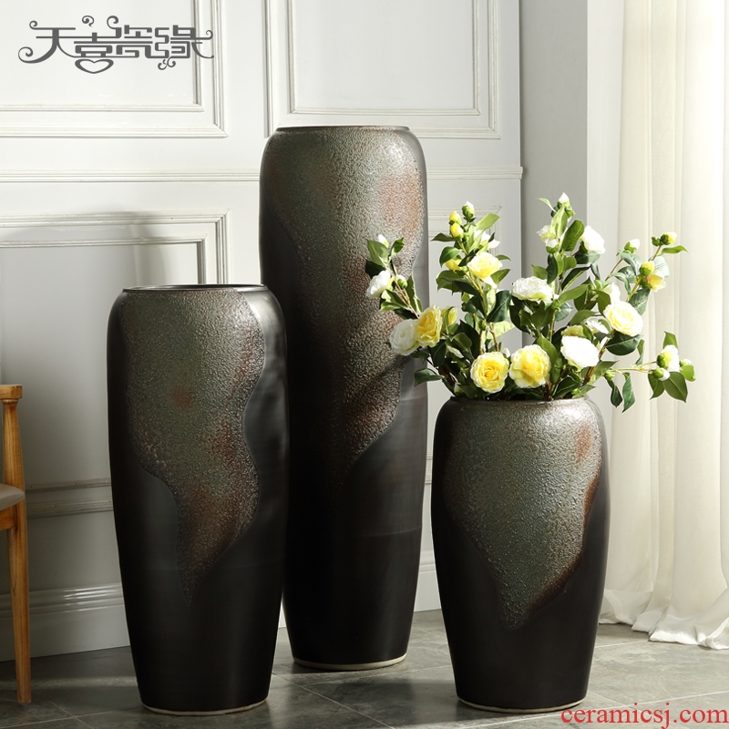 Jingdezhen ceramic floor big vase furnishing articles of modern European American club hotel in the living room window flower POTS
