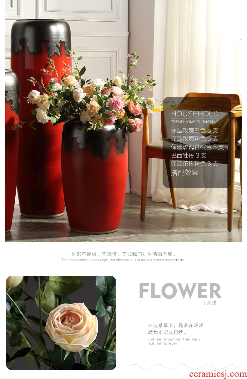 Jingdezhen ceramic hotel dry flower arranging large vases, contemporary and contracted sitting room window furnishing articles pottery flowerpot landing