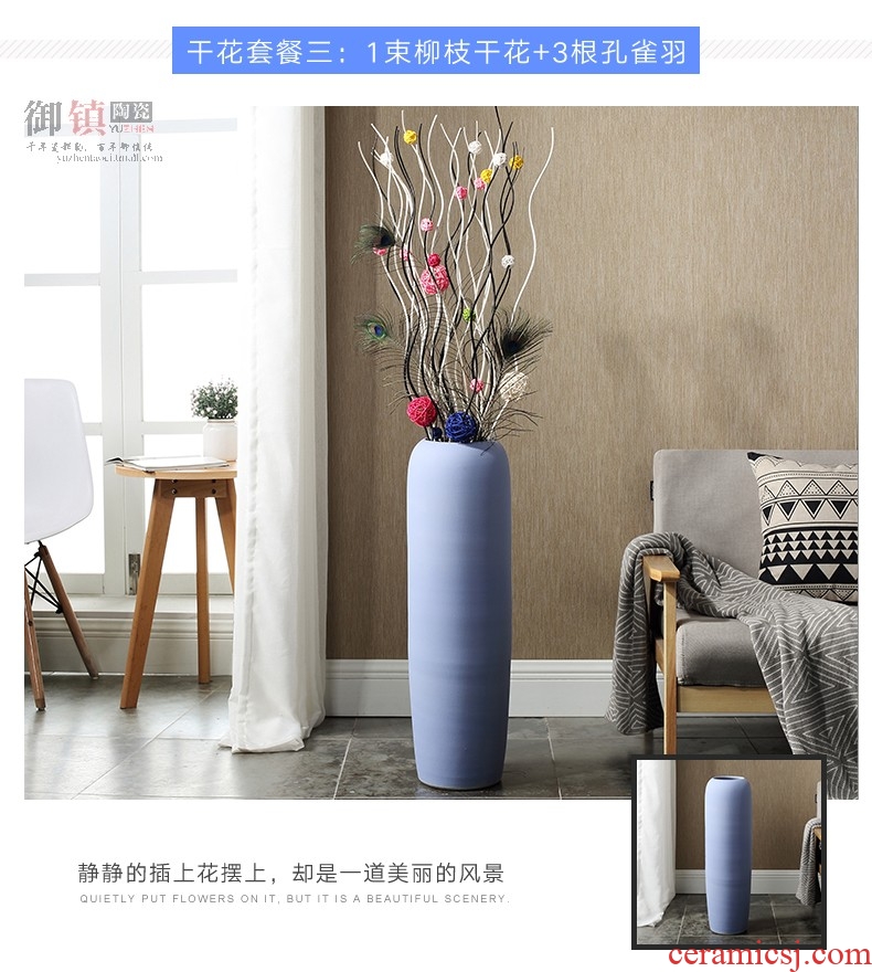 Jingdezhen in dry flower high landing big lucky bamboo vase contracted household sitting room porch TV ark adornment furnishing articles